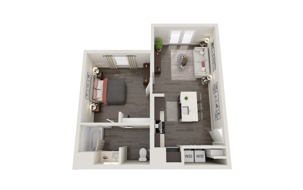 Floorplan of a 1 Bed Apartment Home in 3D