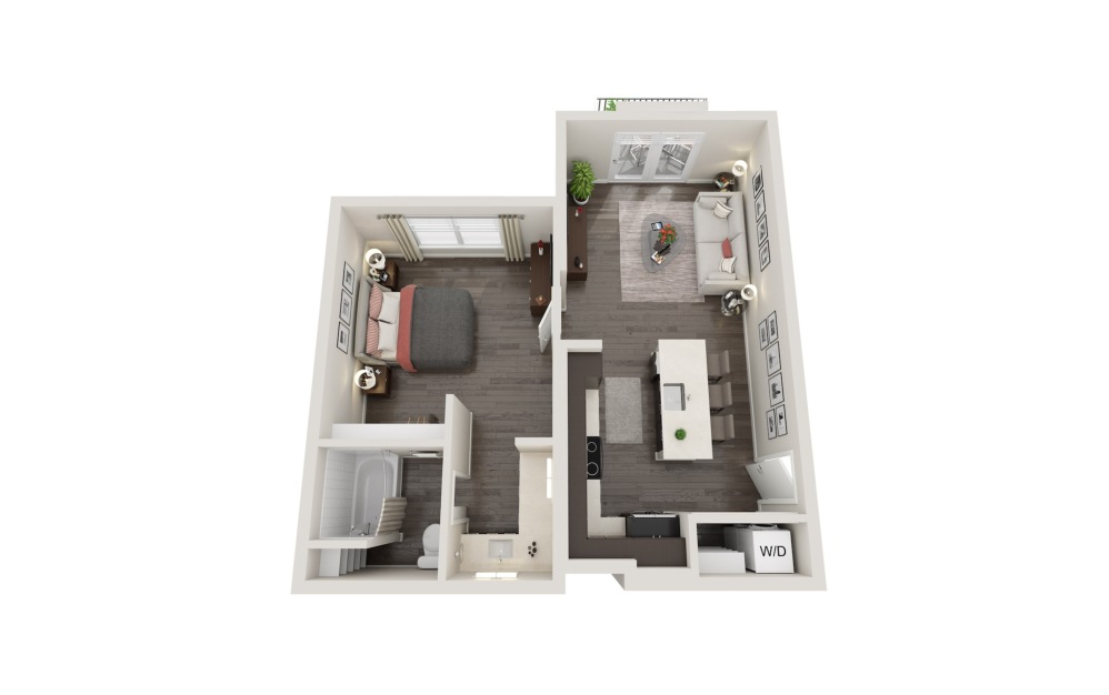 Floorplan of a 1 Bed Apartment Home in 3D