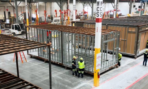 warehouse with metal cages